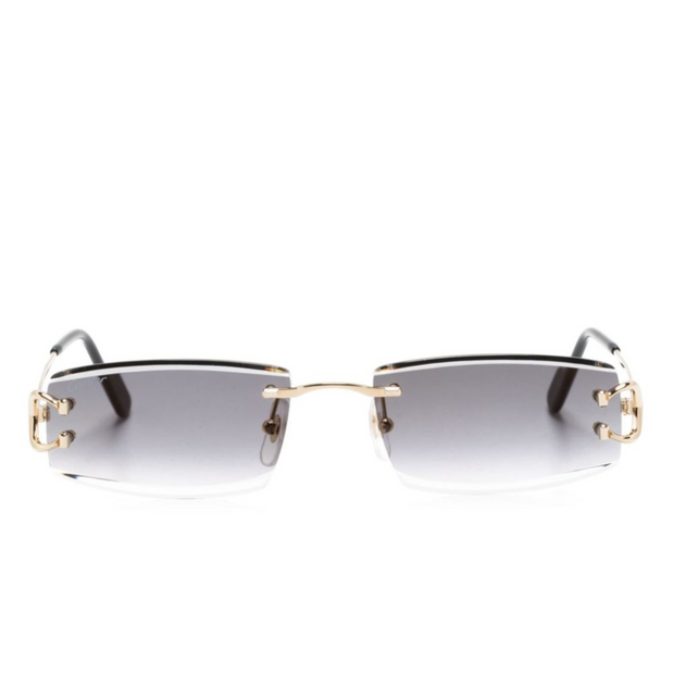 Gucci Eyewear Slim Rectangular-Frame Sunglasses with Gold-Tone Metal