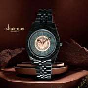 Chairman Geneve Arabic Green And Beige Dial Black Chain Luxury Watch