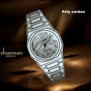 Chairman Geneve Arabic Grey Marble Dial White Poly Carbon Luxury Watch