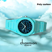 Chairman Geneve Black Dial Sky Blue Poly Carbon Luxury Watch