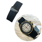 Chairman Geneve Cream Dated Dial Black Strap Unisex  Luxury Watch