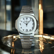 Chairman Geneve Dated Arabic White Dial Silver Chain Luxury Watch