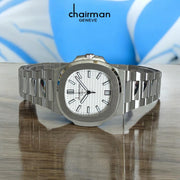 Chairman Geneve Dated White Dial Grey Chain Luxury Watch