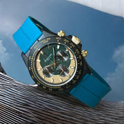 Chairman Geneve Green And Cream Dial Sky Blue Strap Unisex  Luxury Watch