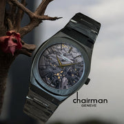 ساعة Chairman Geneve Marble Black Dial Black Strap للرجال فاخرة