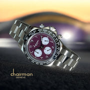 Chairman Geneve Maroon Color Arabic Dial Steel Strap Men's Luxury Watch