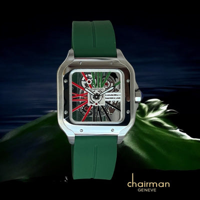 Chairman Geneve Mechanical Multi Color Dial Green Strap Luxury Watch