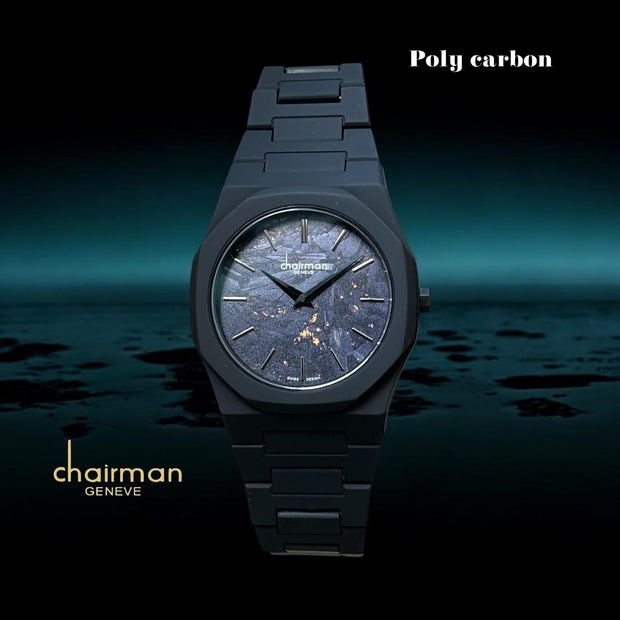 Chairman Geneve Poly Carbon Black Marble Dial Black Luxury Watch