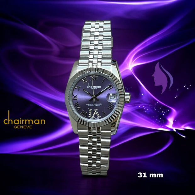 Chairman Geneve Roman Dated Blue Dial Silver Strap Luxury Watch