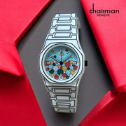 Chairman Geneve Sky Blue Dial White Strap Luxury Watch