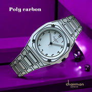 Chairman Geneve White Arabic Dial White And Black Strap Poly Carbon Luxury Watch