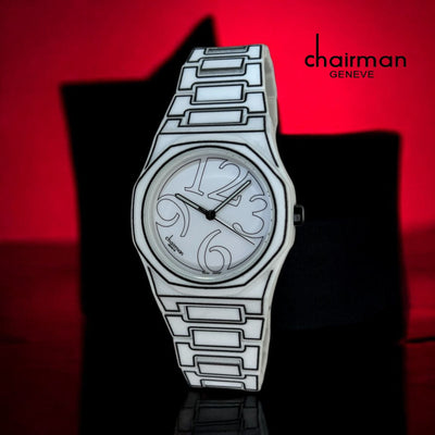 Chairman Geneve White Dial White Strap Luxury Watch