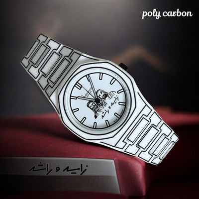 Poly Carbon Chairman Geneve White And Black Gents Watch