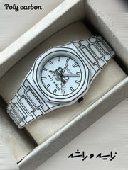 Poly Carbon Chairman Geneve White And Black Gents Watch