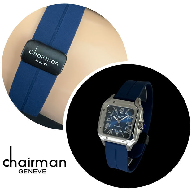 Roman Numeral Dated Blue Dial Blue Strap Special Edition Chairman Geneve Ladies Watch