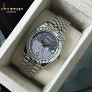 Special Edition Chairman Geneve Silver Strap Grey Dial Men's Luxury Watch