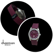 Special Edition Chairman Geneve Day And Dated Maroon Dial Maroon Strap Luxury Watch