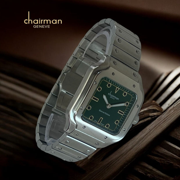 Special Edition Chairman Geneve Green Dial Silver Chain Luxury Watch