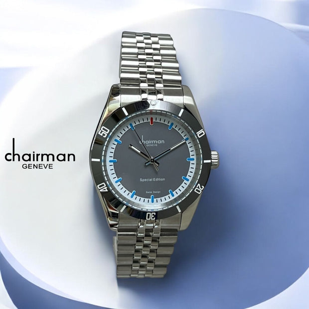 Special Edition Chairman Geneve Grey White Dial Silver Chain Luxury Watch