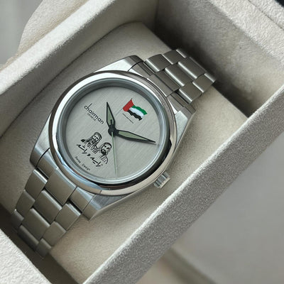 Swiss Design Chairman Geneve UAE Flag Grey Dial Silver Chain Luxury Watch