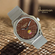 UAE Emblem Arabic Brown Dial Silver Chain Chairman Geneve Luxury Watch