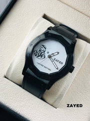 Zayed Men's Limited Edition Watch with White Dial and Black Frame & Strap