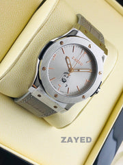 Zayed Men's Watch with Gray Metal Strap and Arabic Dial