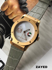 Zayed Men's Gold Limited Edition Watch with Gray Strap