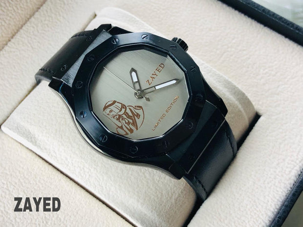 Zayed Men's Limited Edition Watch with Black Metal Dial