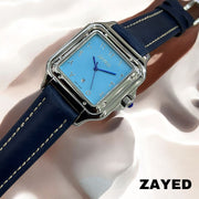 Zayed Swiss Made Dated Arabic Sky Blue Dial Blue Strap Luxury Watch